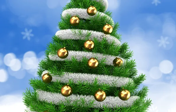 New Year, Christmas, Balls, Tree
