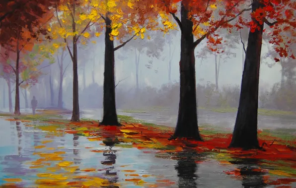 Figure, art, artsaus, autumn rain
