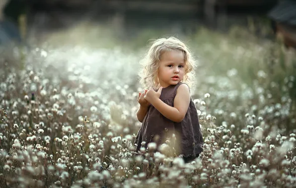 Flowers, nature, dress, girl, baby, child, Irina Ganich