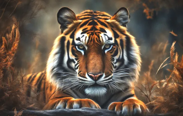 Cat, tiger, predator, view
