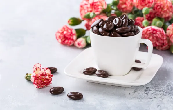 Flowers, Cup, dessert, chocolate, pills, Iryna Melnyk