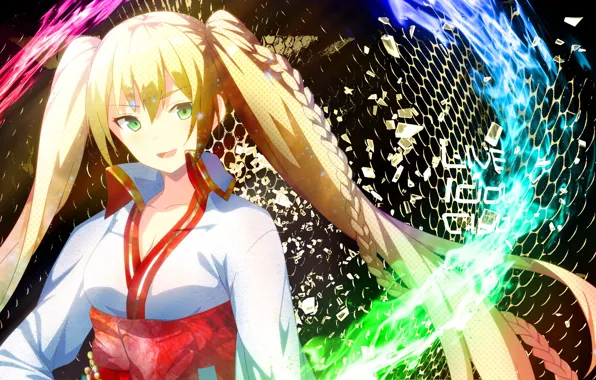 Girl, abstraction, background, tails