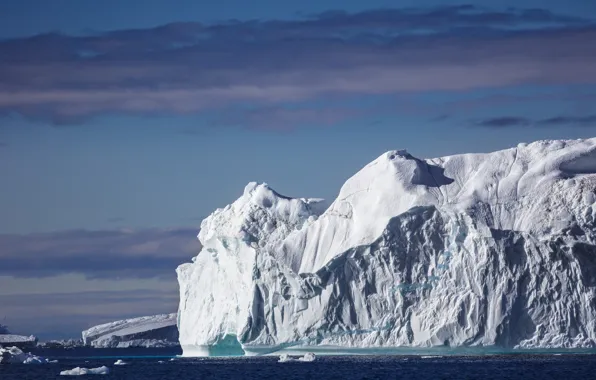 Cold, ice, winter, sea, the sky, water, clouds, snow