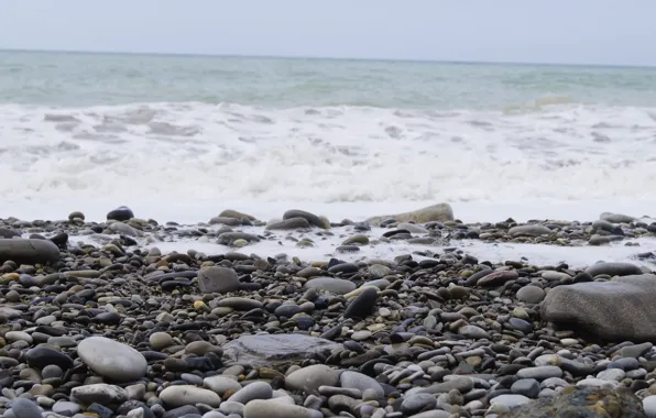 Wave, beach, Sochi