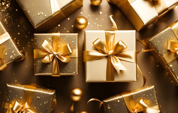Balls, light, gold, Shine, sequins, Christmas, gifts, New year