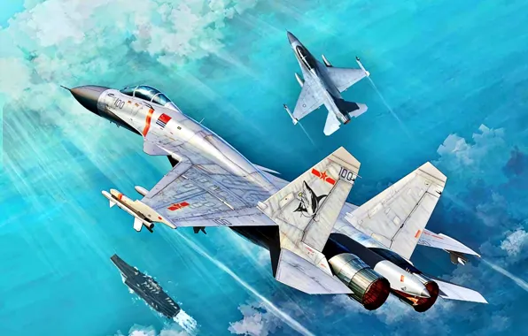Picture China, the carrier, F-16, carrier-based fighter, Shenyang, J-15