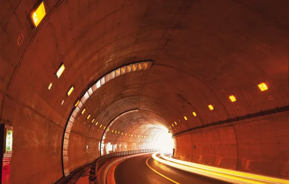 Road, lights, The tunnel
