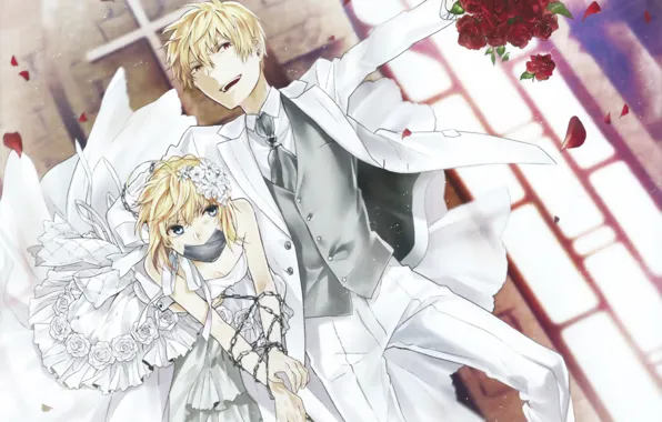 Joy, bouquet, chain, costume, Church, art, wedding dress, Saber
