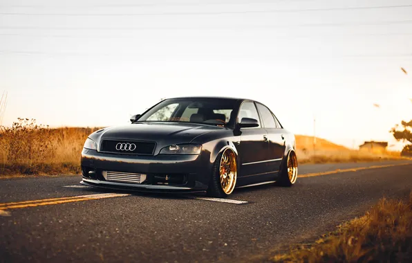 Picture road, Audi, tuning, stance, audi a4