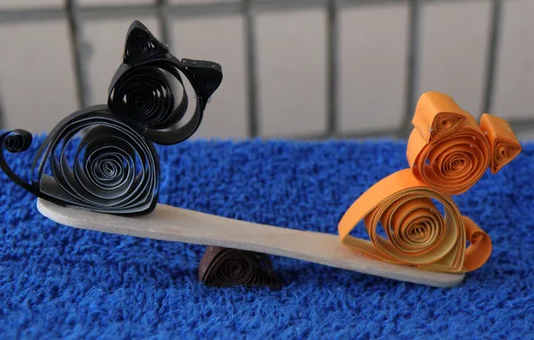 Cat, paper, swing, dog, spiral