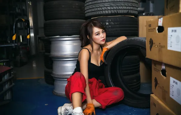 Picture girl, work, Asian