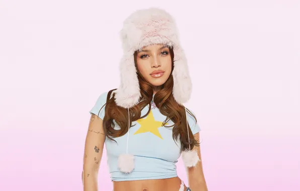 Background, hat, portrait, Mike, outfit, singer, brown hair, Emilia Mernes