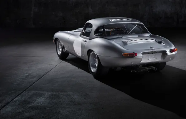 Grey, background, Jaguar, shadow, back, steel, E-Type Lightweight