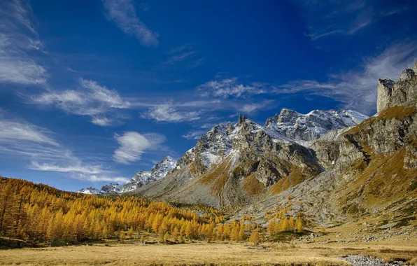Picture autumn, the sky, mountains