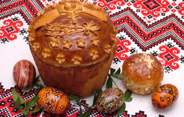 Easter, cake, towel, Pysanka