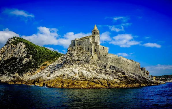 Sea, castle, island, Portovenere