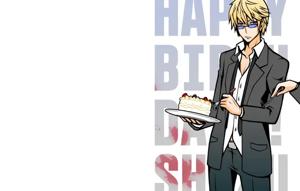 Letters, cake, guy, words, Durarara, Heiwajima Shizuo, Durarara, Shizuo Heiwajima
