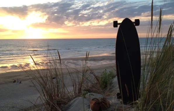 Sea, beach, the sun, clouds, sunset, the evening, sport, beach