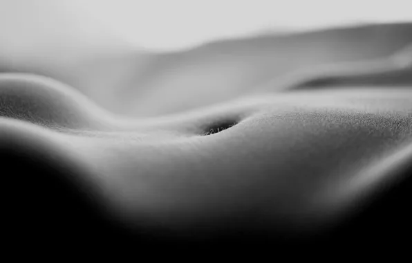 Chest, girl, body, Macro, black and white, belly, bending
