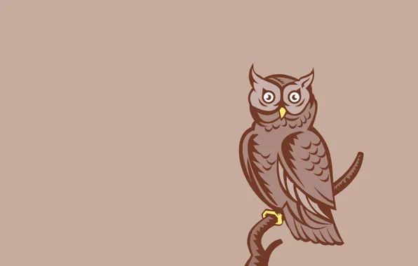 Owl, bird, minimalism, branch, light background, owl