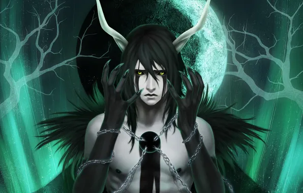 Hole, art, horns, guy, chain, bleach, Zetsuai89, Ulquiorra Schiffer