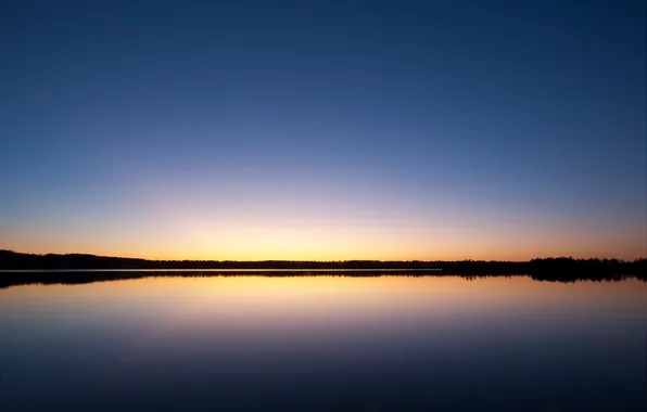 The sky, water, sunset, lake, surface, the evening