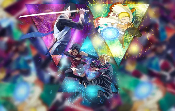 Sasuke, Naruto, Sarada, Boruto