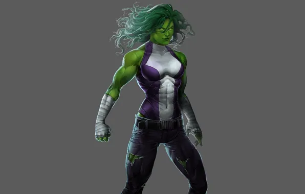 White, purple, green, hair, costume, gloves, MARVEL, She-Hulk