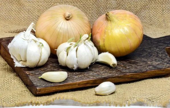 Bow, Board, burlap, garlic