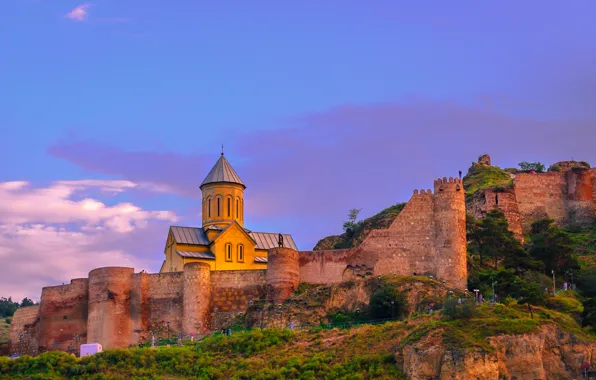 Picture landscape, mountains, fortress, Georgia, Narikala