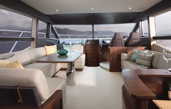 Luxury, yacht, cockpit, salon, motor
