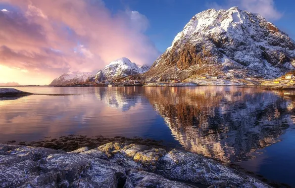 Picture sky, nature, water, mountains