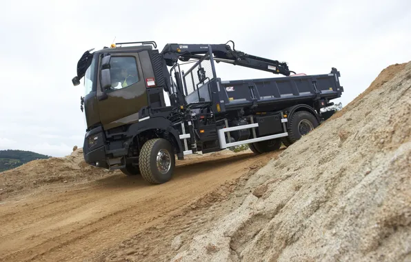 Road, the descent, truck, Renault, body, crane, CMU, Renault Trucks