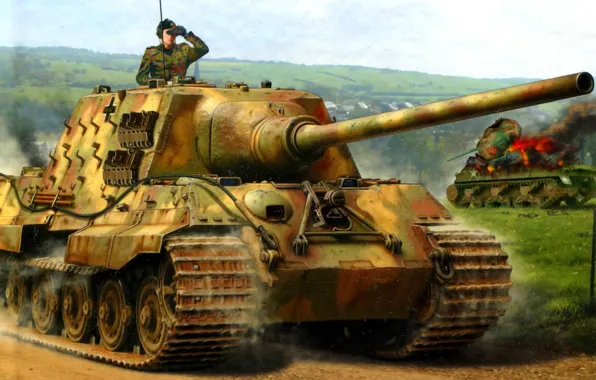 Figure, Jagdpanzer VI, Heavy, Hunting tiger, SPG, Ausf. B, 12.8cm PaK44, Tank destroyers