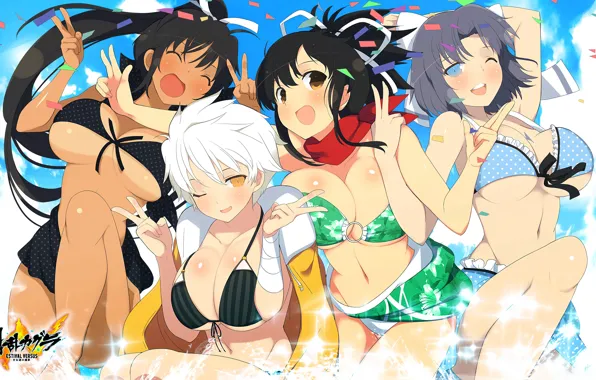 Picture sexy, cleavage, long hair, girls, boobs, anime, blue eyes, beautiful