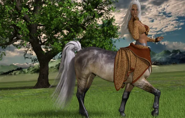 Girl, nature, background, centaur