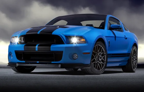 Picture blue, Mustang, Ford, Shelby, GT500, Mustang, Ford, Shelby