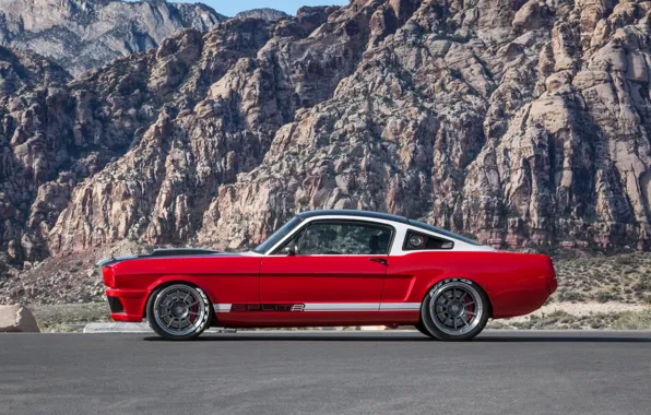 Picture mustang, red, ford, side, with, view, hre, satin