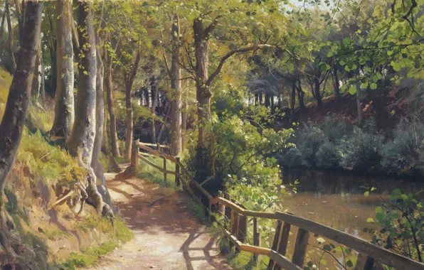 Picture Danish painter, 1916, Peter Merk Of Menstad, Peder Mørk Mønsted, Danish realist painter, A Spring …
