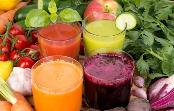 Vegetables, juices, cuts