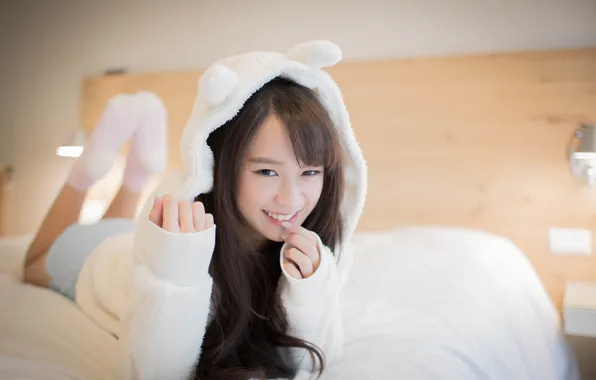 Look, face, smile, hood, Asian, cutie