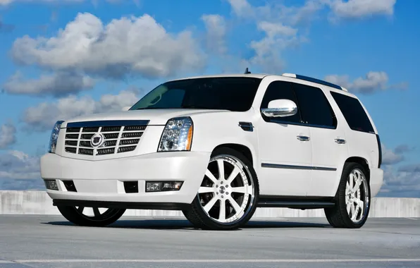 Picture white, white, side view, Cadillac, cadillac, tinted, escalade, the Escalade