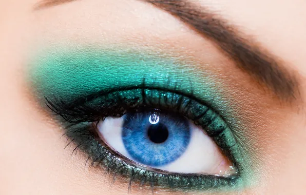 Look, girl, macro, eyes, makeup, eyebrows, shadows, blue eyes