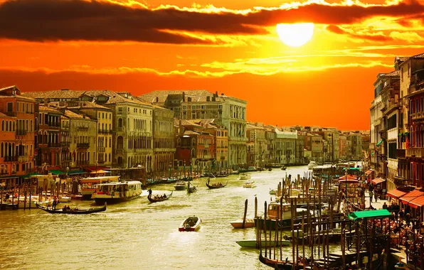 The city, Italy, Venice, channel, Italy, gondola, Venice