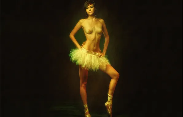 Ballerina, Nude, skirt, Pointe shoes