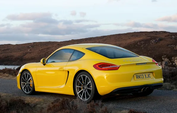 Picture car, yellow, Porsche, yellow, Cayman S