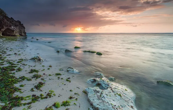 Sea, landscape, sunset