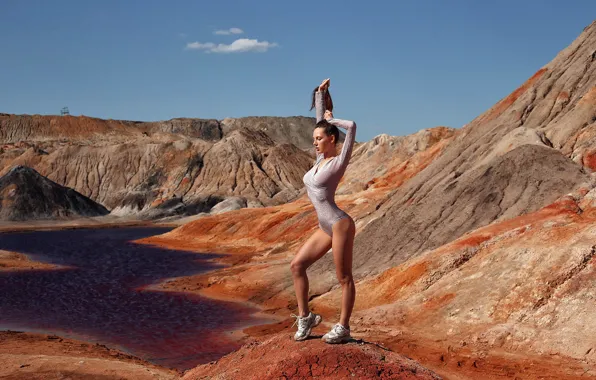 The sun, nature, sexy, pose, model, makeup, figure, hairstyle