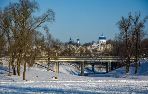 Winter, landscape, Church, architecture, mogilev