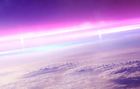 Stars, clouds, lights, Aurora sky